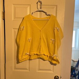SHEIN Yellow Cardigan with Bow Details